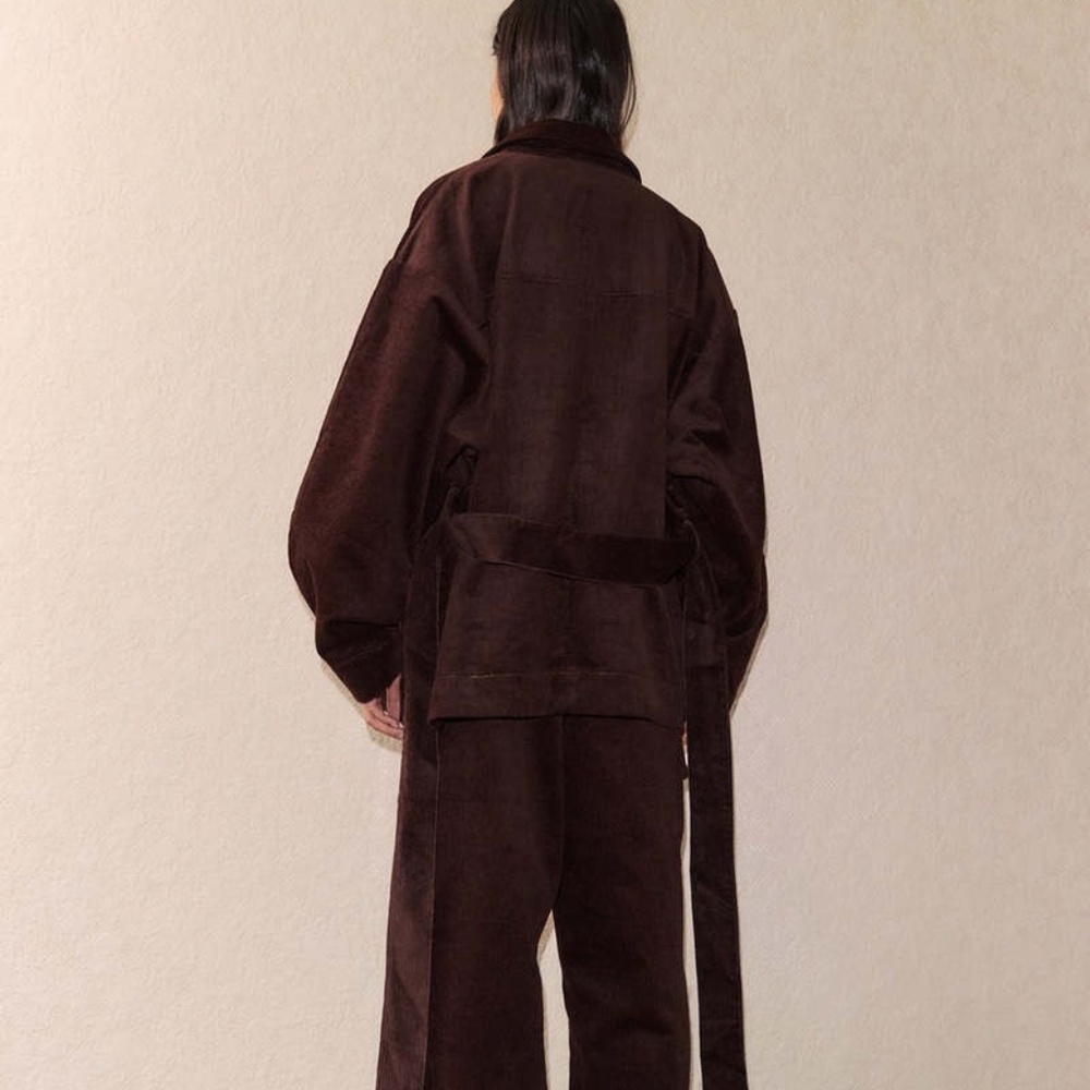 DEIJI STUDIOS Cord House Coat In Cedar Belted Slouchy Cozy Jacket FW 2023 NWT OS - Picture 3 of 16